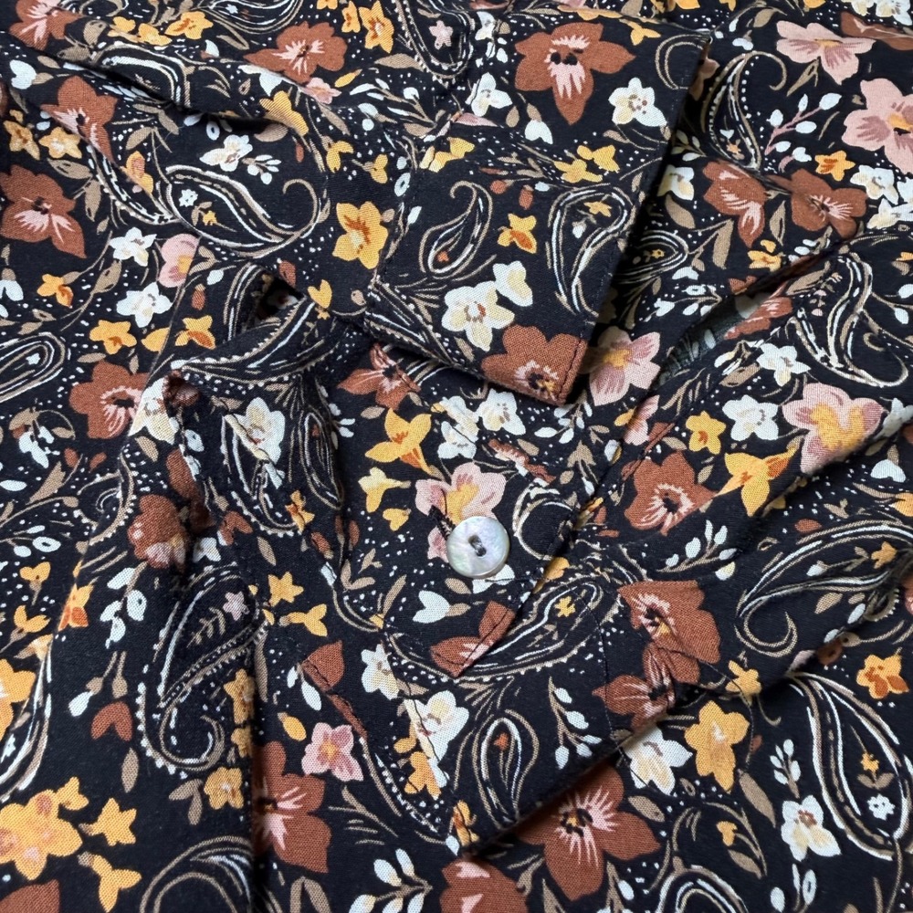 J Jill Womens Size Small Blouse Floral Paisley Smocked Viscose Rayon Boho Earthy - Picture 12 of 12